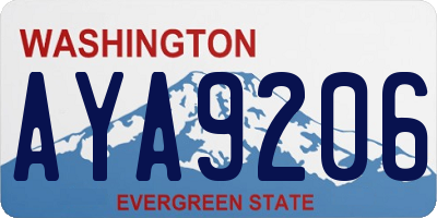 WA license plate AYA9206