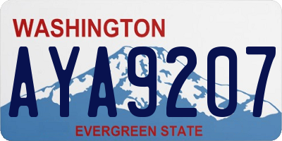WA license plate AYA9207