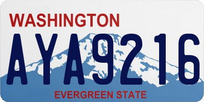 WA license plate AYA9216