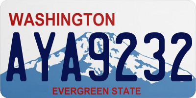 WA license plate AYA9232