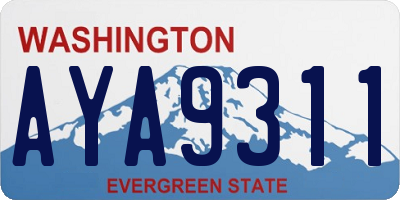 WA license plate AYA9311