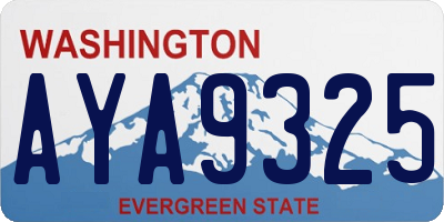 WA license plate AYA9325
