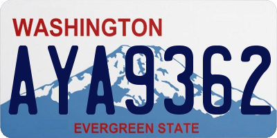 WA license plate AYA9362