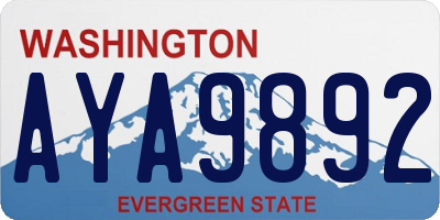 WA license plate AYA9892