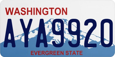 WA license plate AYA9920