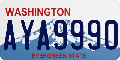WA license plate AYA9990