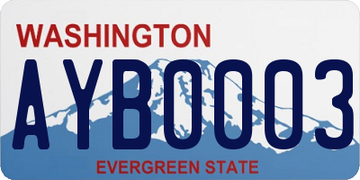 WA license plate AYB0003