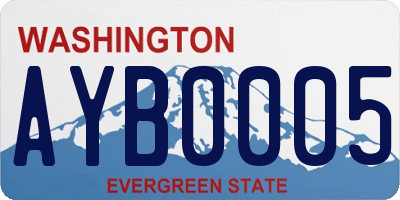 WA license plate AYB0005