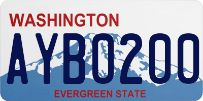 WA license plate AYB0200