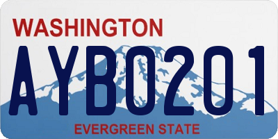 WA license plate AYB0201
