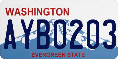 WA license plate AYB0203