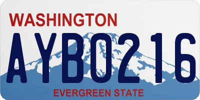 WA license plate AYB0216