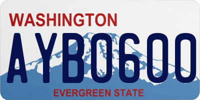 WA license plate AYB0600