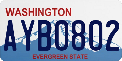 WA license plate AYB0802