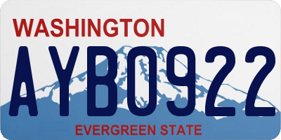 WA license plate AYB0922