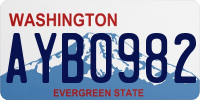 WA license plate AYB0982
