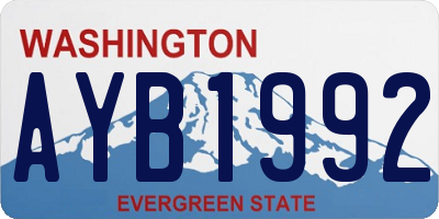 WA license plate AYB1992