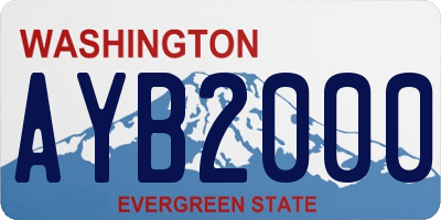 WA license plate AYB2000