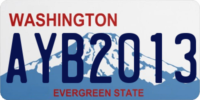 WA license plate AYB2013