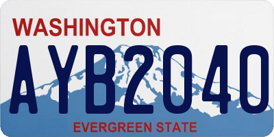 WA license plate AYB2040