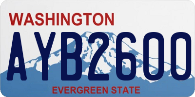 WA license plate AYB2600