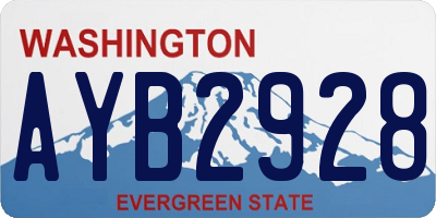 WA license plate AYB2928