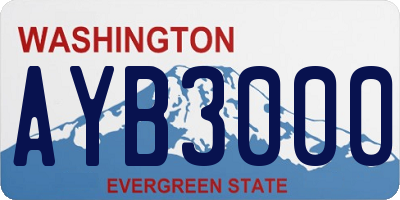 WA license plate AYB3000