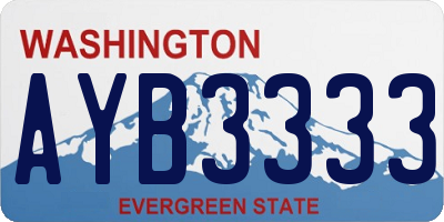WA license plate AYB3333