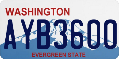 WA license plate AYB3600