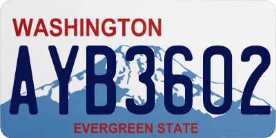 WA license plate AYB3602