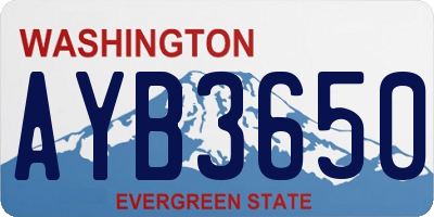 WA license plate AYB3650