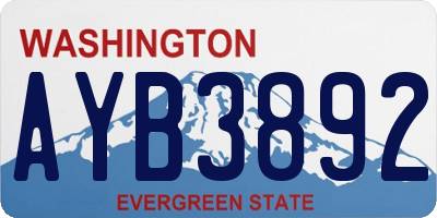 WA license plate AYB3892