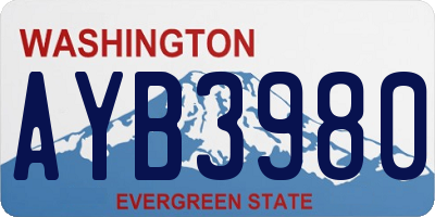 WA license plate AYB3980