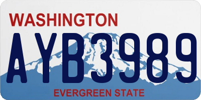 WA license plate AYB3989