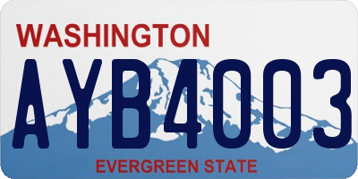 WA license plate AYB4003