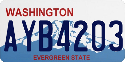 WA license plate AYB4203