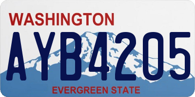 WA license plate AYB4205