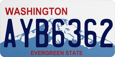 WA license plate AYB6362