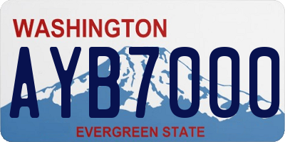 WA license plate AYB7000