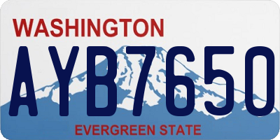 WA license plate AYB7650
