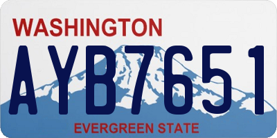 WA license plate AYB7651