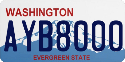 WA license plate AYB8000