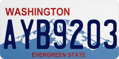 WA license plate AYB9203