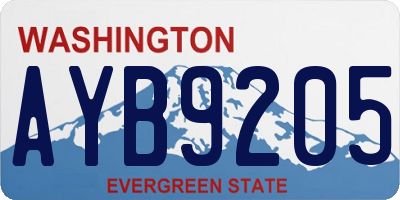 WA license plate AYB9205