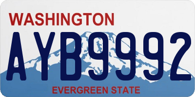 WA license plate AYB9992