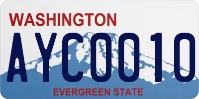 WA license plate AYC0010