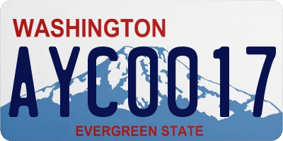 WA license plate AYC0017