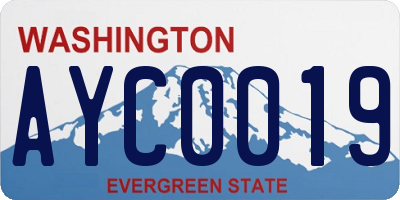 WA license plate AYC0019