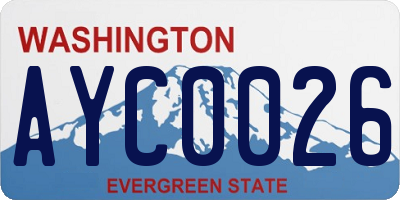 WA license plate AYC0026