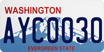 WA license plate AYC0030